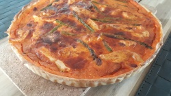 Quiche with green asparagus tips